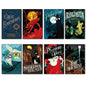 Set of 8 vintage book cover fridge magnets featuring classic literature designs, unbranded, perfect for kitchen decor.