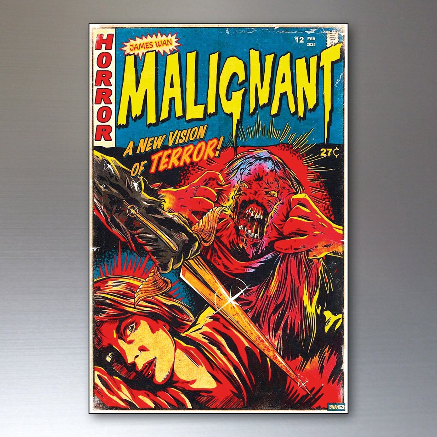 Set of 8 vintage Halloween horror comic cover fridge magnets featuring spooky and scary comic art designs.