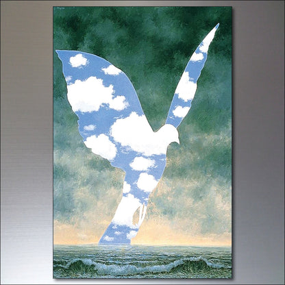 Set of 8 vintage fridge magnets featuring René Magritte surrealism paintings, showcasing classic surrealist art by Surralist.