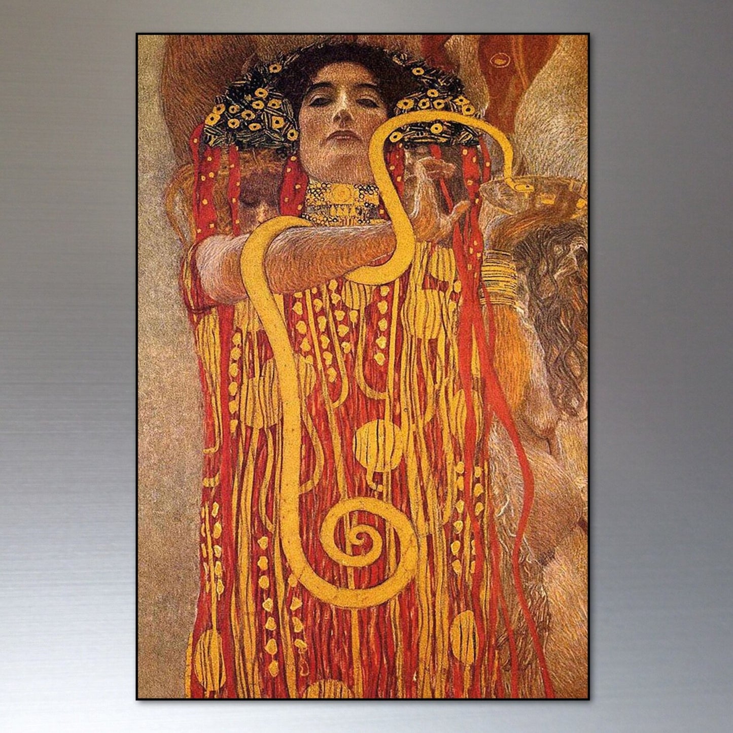 Set of 8 vintage Gustav Klimt fridge magnets featuring iconic artwork, decorative and colorful designs for refrigerator decor.