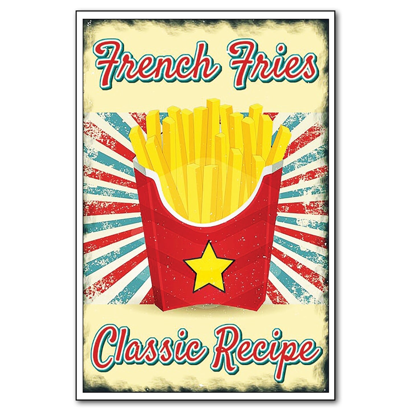 Set of six vintage retro fast food sign fridge magnets by Star, flexible magnetic signs for refrigerator decor.