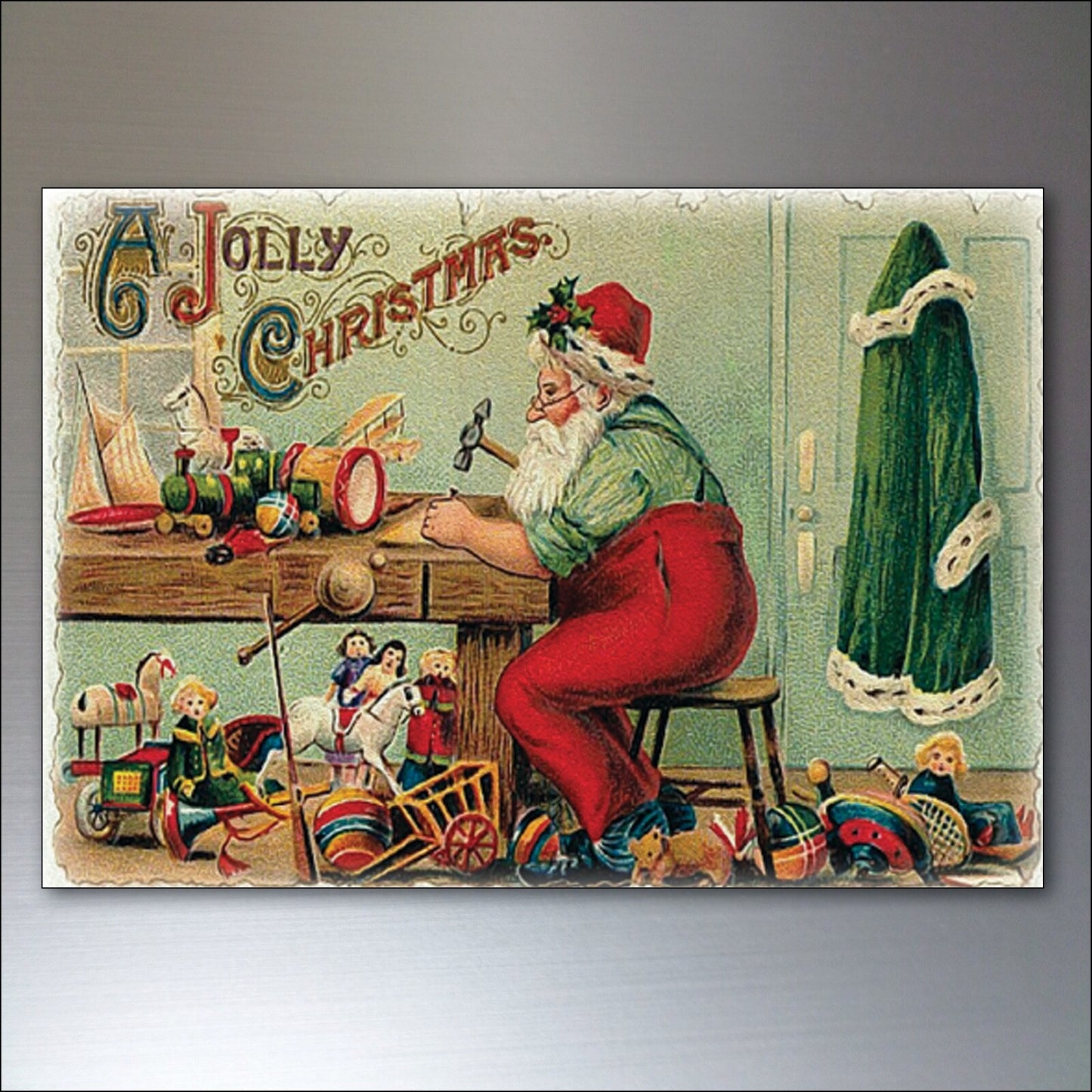 Vintage Christmas fridge magnets featuring Victorian holiday scenes, part of the Xmas Traditional Victorian Vintage Christmas Scenes collection.