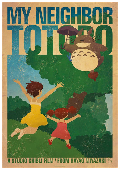 A3 high gloss Studio Ghibli My Neighbor Totoro film poster print by Bubbadoodoo featuring Totoro character artwork.