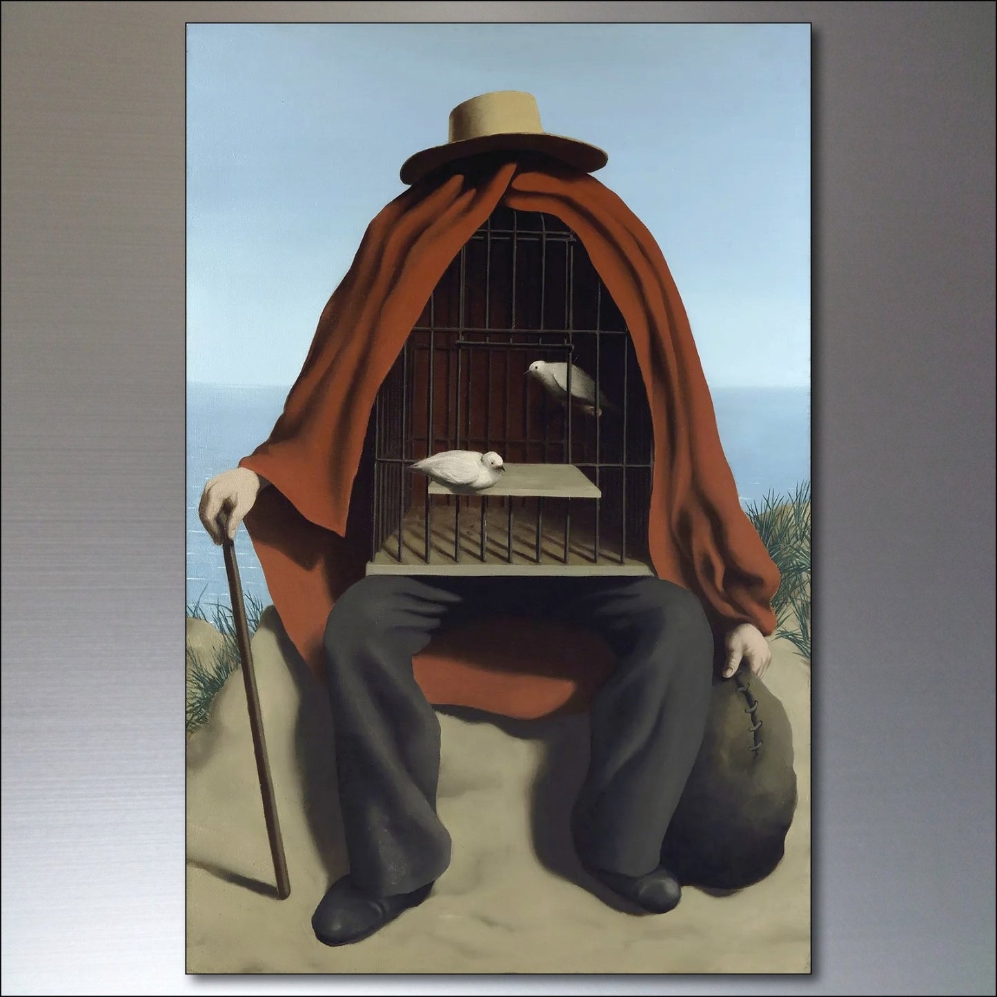Set of 8 vintage fridge magnets featuring René Magritte surrealism paintings by Surralalist, showcasing iconic surrealist art designs.