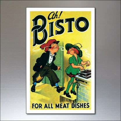 Set of nine vintage retro fridge magnets featuring colorful advertising designs, perfect for decorating your kitchen fridge.