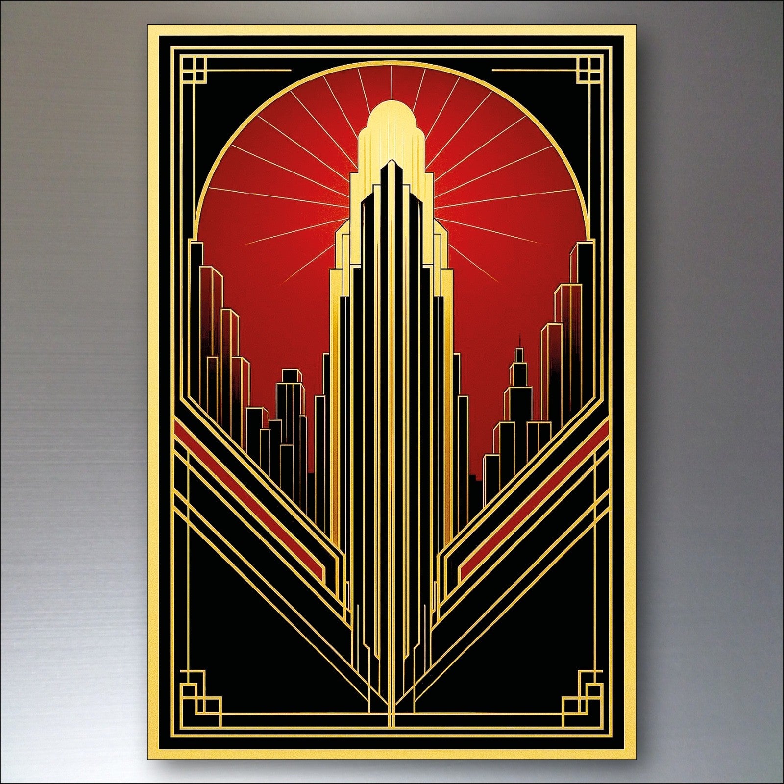 Set of 8 Art Deco Noir style fridge magnets, collectible classic design decorative magnets for home or gift.