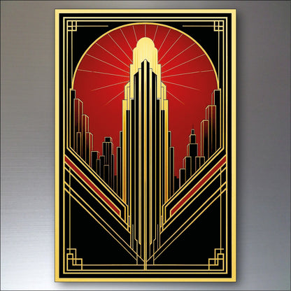 Set of 8 Art Deco Noir style fridge magnets, collectible classic design decorative magnets for home or gift.