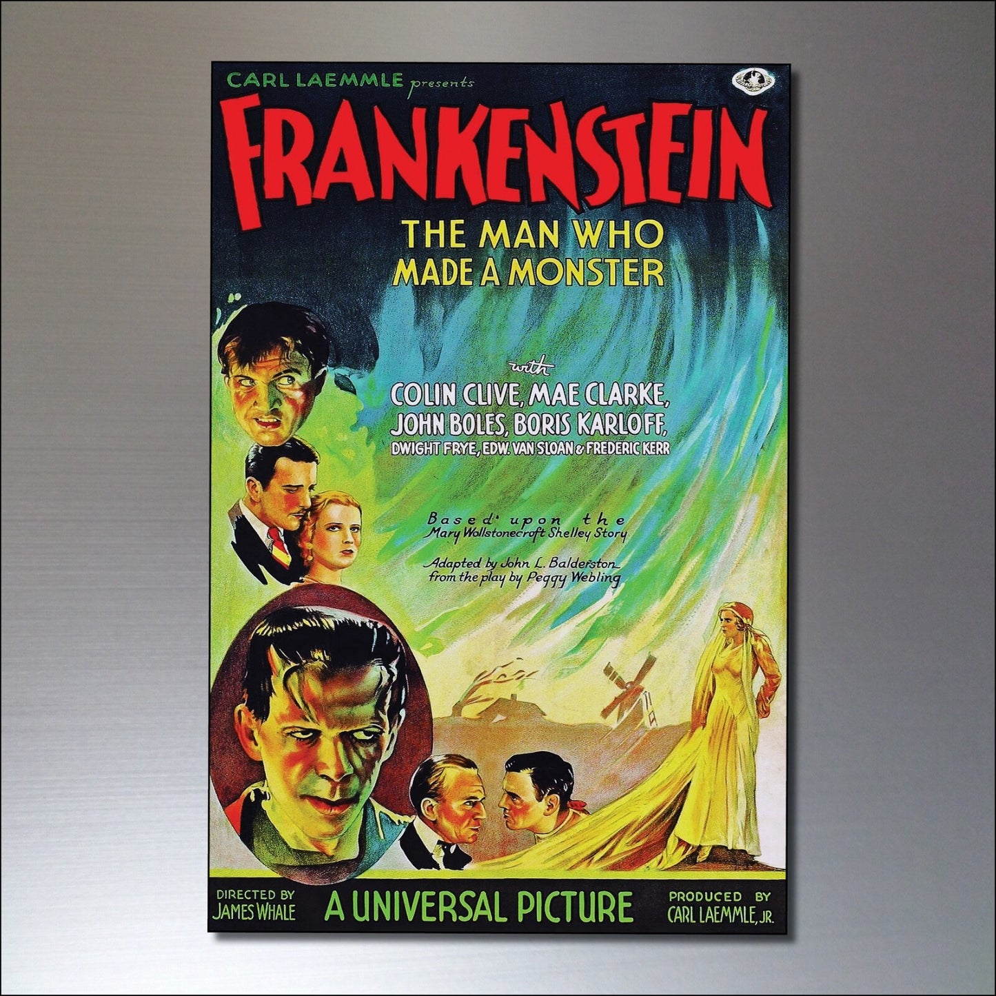 Set of 8 vintage horror movie poster fridge magnets featuring spooky designs, perfect for decorating your refrigerator.