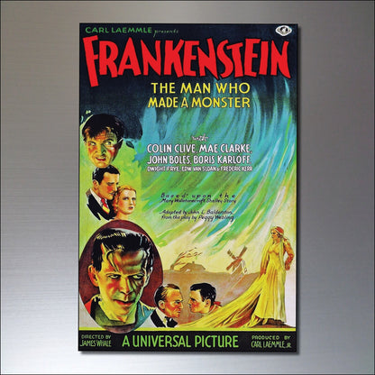 Set of 8 vintage horror movie poster fridge magnets featuring spooky designs, perfect for decorating your refrigerator.