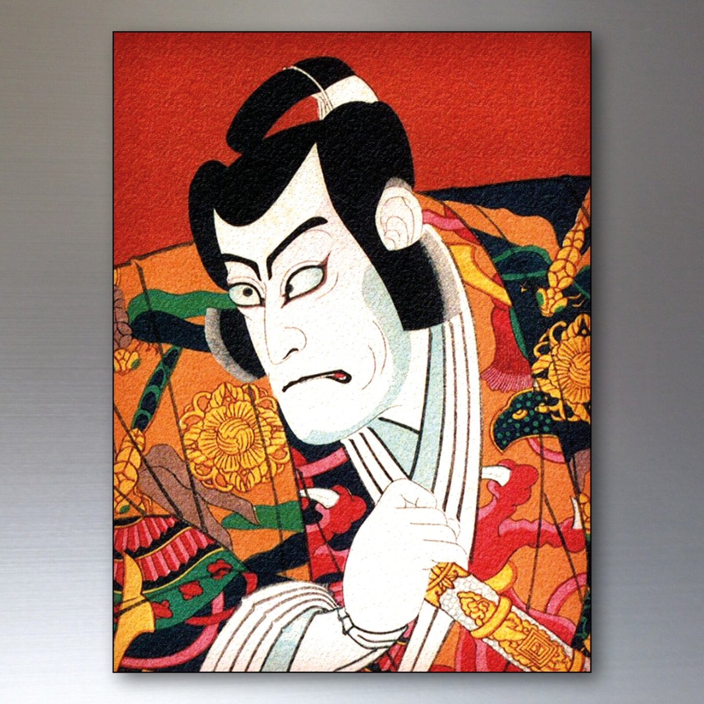 Set of 8 Japanese decorative art fridge magnets featuring traditional Edo period kabuki characters, by Japanesse.