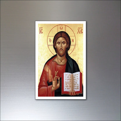 Set of 8 vintage religious fridge magnets featuring Christ, saints, and faith-inspired art, ideal for decorating refrigerators.
