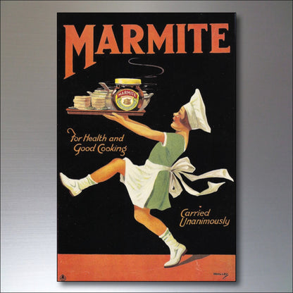 Set of 8 vintage vegetarian fridge magnets featuring meat-free adverts and retro posters, ideal for kitchen decor.