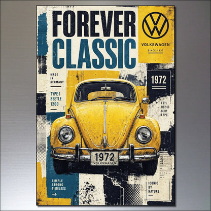 Set of 8 vintage classic car poster fridge magnets featuring retro automotive designs, ideal for car enthusiasts.