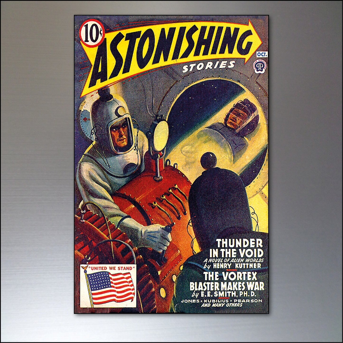 Set of 8 vintage retro sci-fi comic cover fridge magnets featuring colorful, flexible designs inspired by classic science fiction artwork.