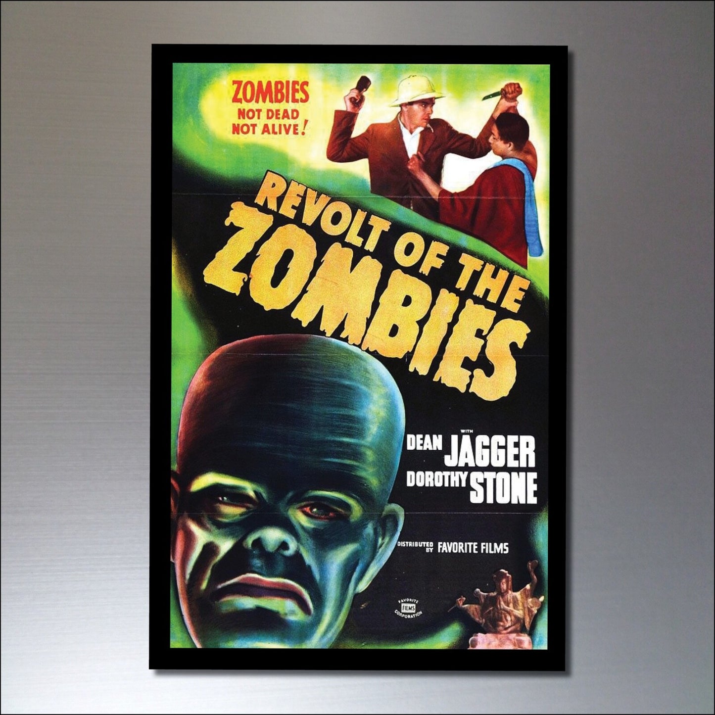 Set of 8 vintage horror movie poster fridge magnets, featuring spooky designs on colorful magnet surfaces.