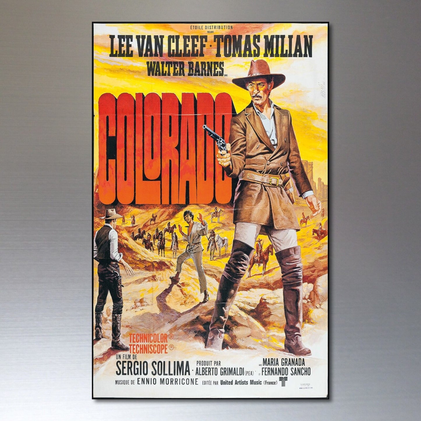 Set of 8 vintage spaghetti western film poster fridge magnets by Chicken, featuring classic western movie artwork.