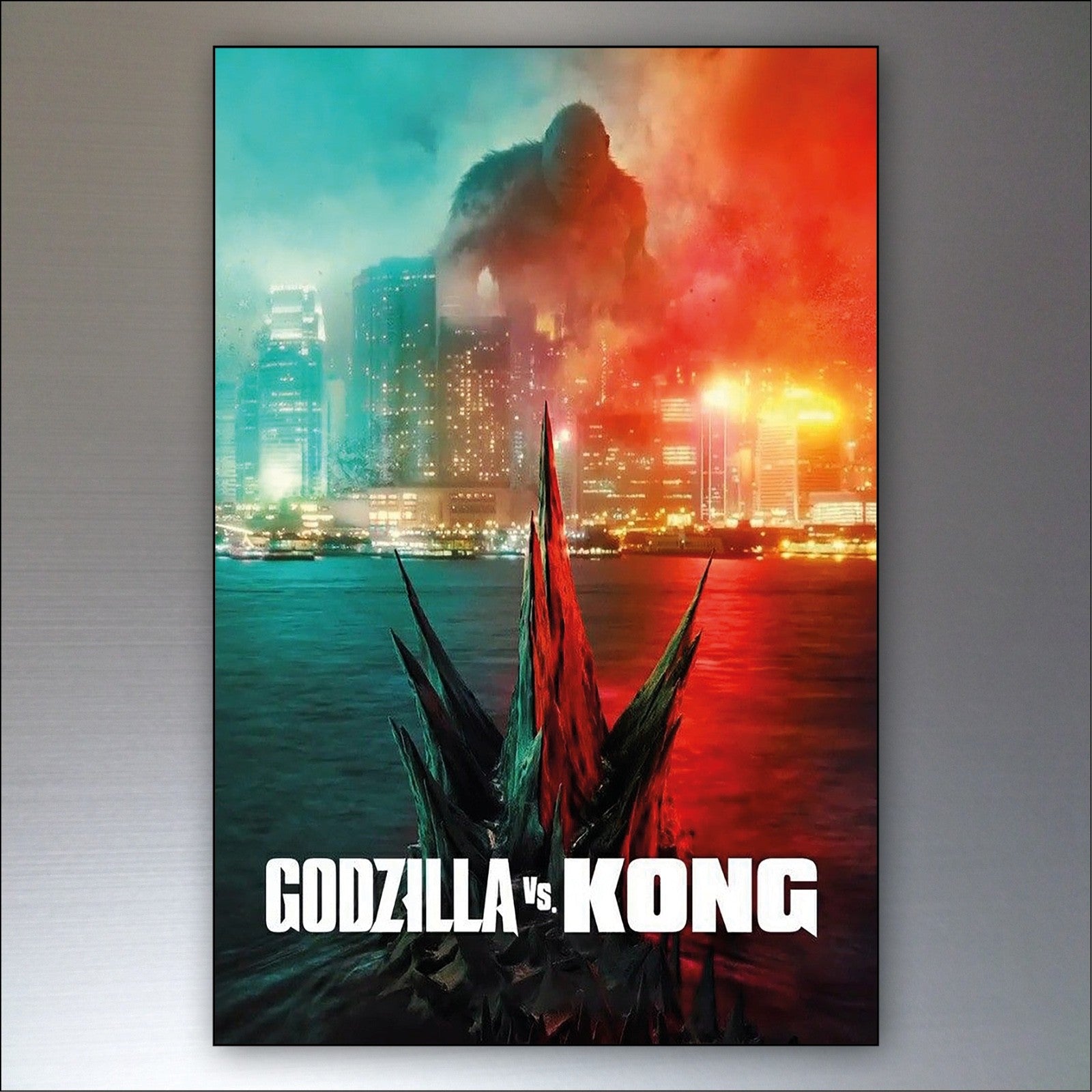 Set of 8 fridge magnets featuring Godzilla vs King Kong film poster images, collectible collectible magnet collection.