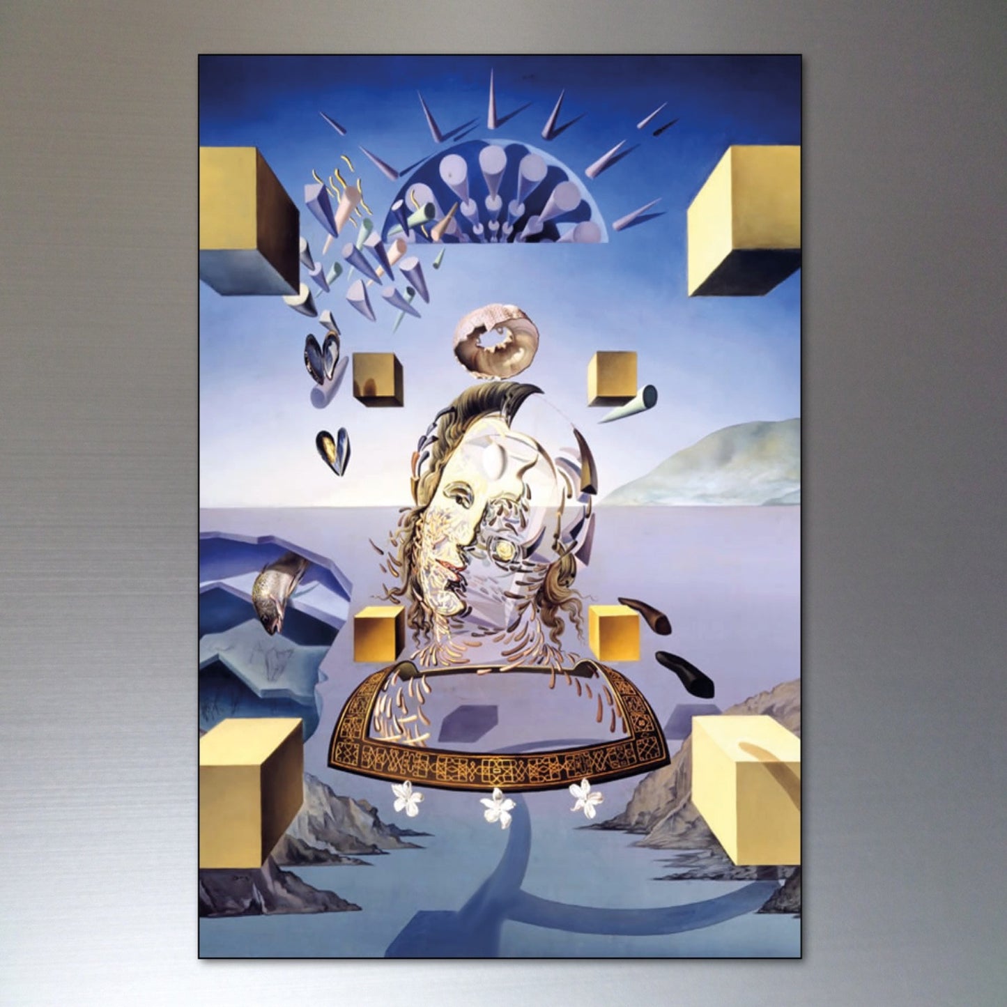 Set of 8 Salvador Dali fridge magnets featuring iconic surrealist painting designs, perfect for decorating or holding notes on a refrigerator.