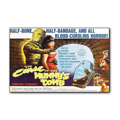 Set of 8 Vintage Hammer Horror Movie Poster fridge magnets featuring classic horror film artwork and spooky designs.