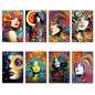 Set of 8 Bubbadoodoo psychedelic kaleidoscope rainbow fridge magnets on a white background