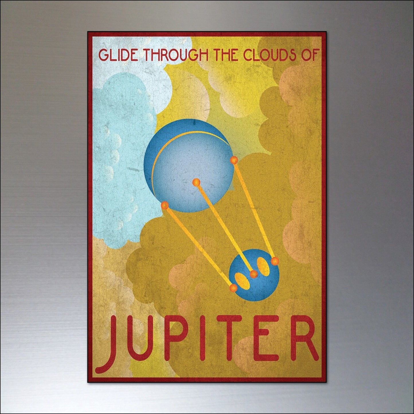 Set of 8 NASA retro sci-fi space travel explorer artwork prints for fridge decoration, featuring vintage sci-fi designs.