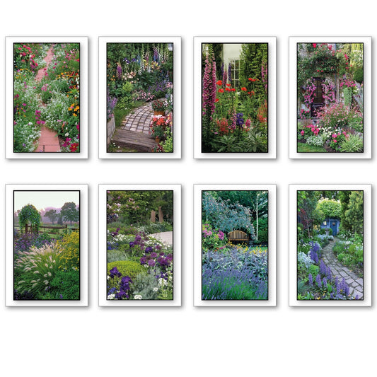 Cottage brand set of 8 decorative cottage garden fridge magnets with colorful, flexible designs for refrigerator decoration.