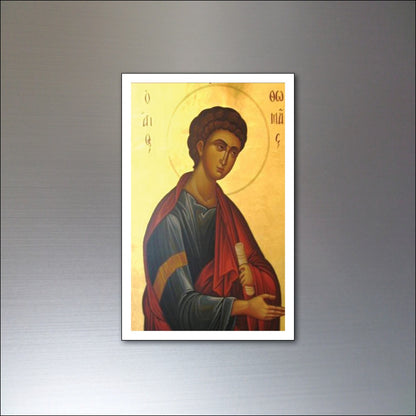 Set of 8 vintage religious fridge magnets featuring Christ, saints, and faith-themed artwork, ideal for home or gift use.