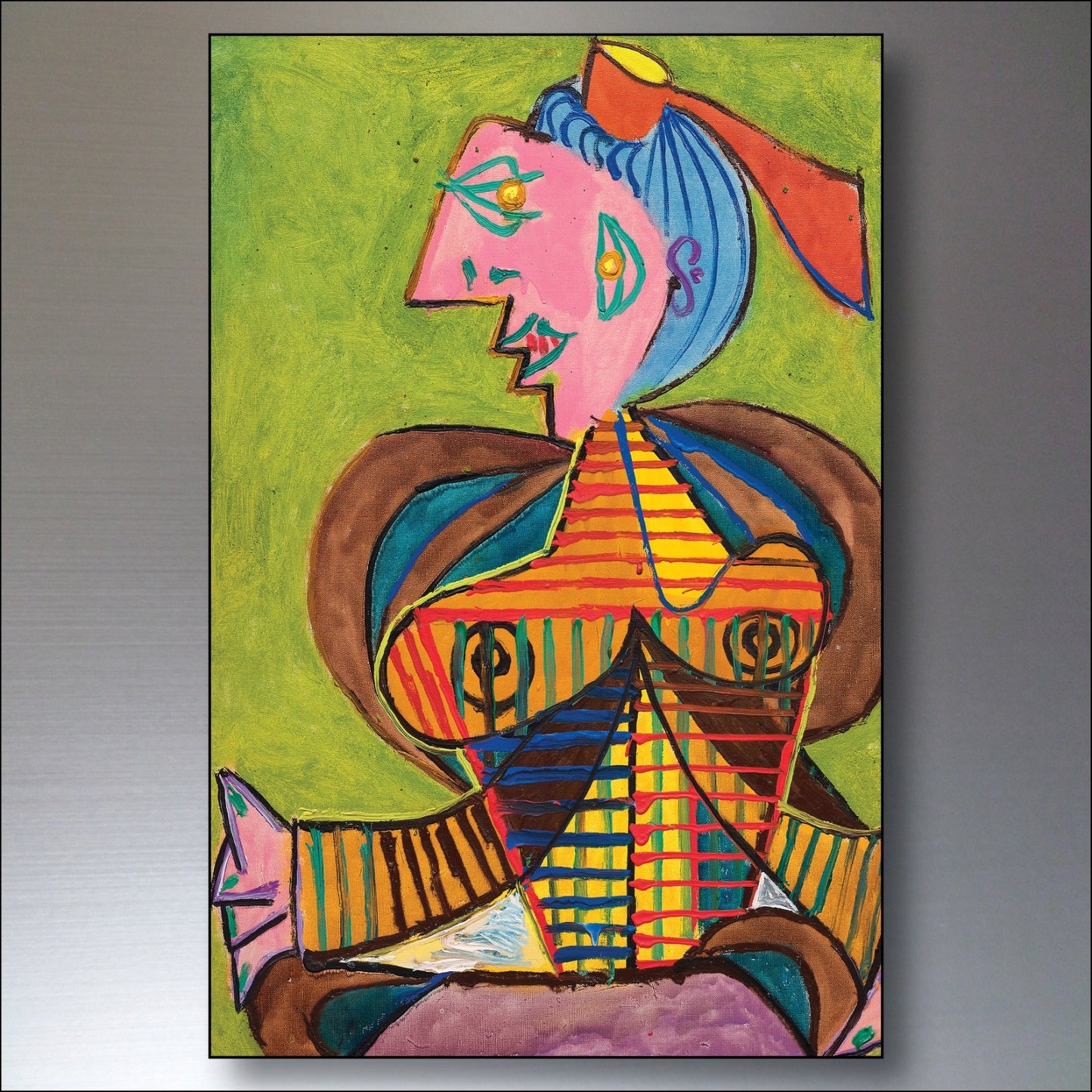 Set of 8 vintage Picasso surrealism fridge magnets featuring Spanish art, showcasing colorful, abstract Pablo Picasso painting designs.