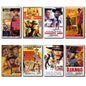 Set of 8 Western vintage spaghetti western film poster fridge magnets showcasing classic western movie artwork.