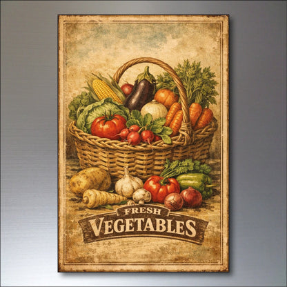 Set of six vintage farm foods and produce fridge magnets featuring colorful, flexible farm-themed designs for kitchen decor.
