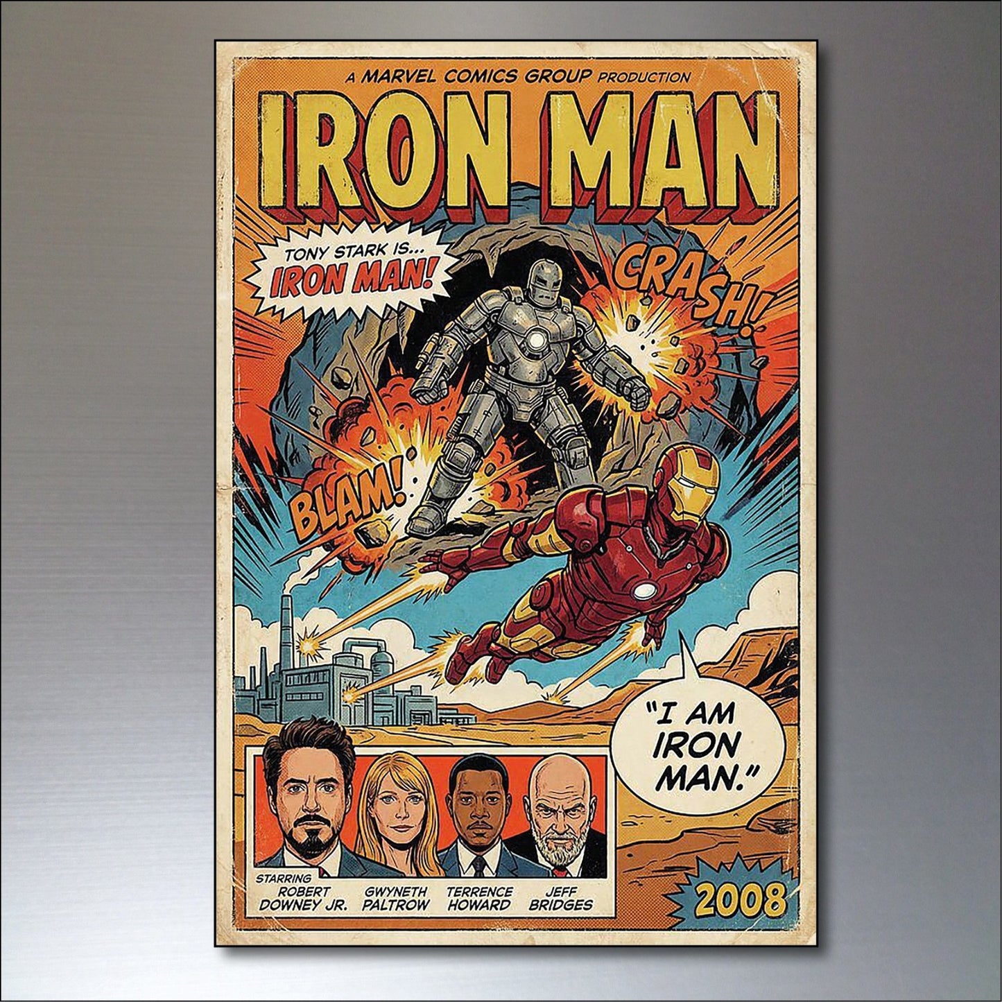 Set of six vintage superhero and villain fridge magnets by Super Hero, featuring colorful comic book character designs.