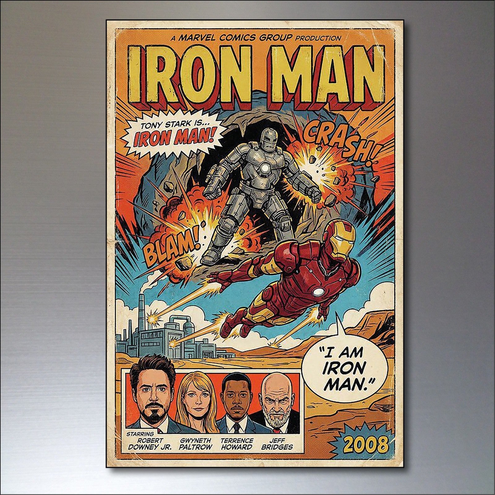 Set of six vintage superhero and villain fridge magnets by Super Hero, featuring colorful comic book character designs.