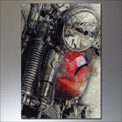 Set of 8 vintage motorbike sketch fridge magnets, decorative motorbike illustrations for refrigerator decor.