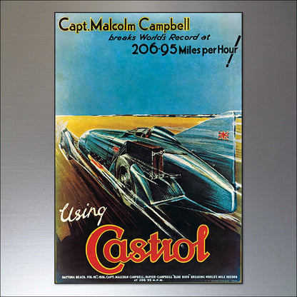 Set of 8 vintage auto motor adverts fridge magnets featuring classic car designs and retro automotive artwork.