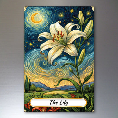 Set of 8 Van Gogh style Tarot card fridge magnets featuring colorful painted designs, ideal for decorating your fridge.