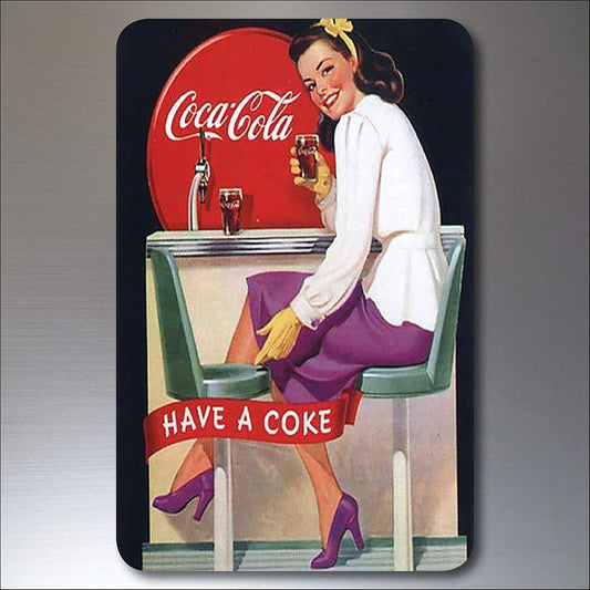 Set of 8 vintage retro chic fridge magnets featuring pop art and kitsch designs with rounded corners.