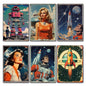 Set of six vintage retro sci-fi refrigerator magnets featuring science fiction artwork, unbranded, large size, No.9.