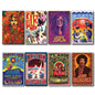 Set of 8 vintage 1960s and 70s psychedelic music posters fridge magnets by Bubbadoodoo, featuring vibrant, retro-inspired designs.