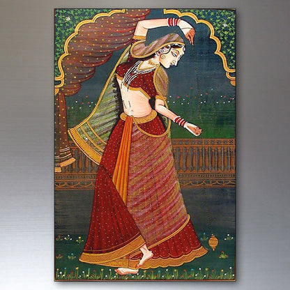 Set of 8 vintage Indian Mughal Pichwai art fridge magnets featuring traditional motifs and intricate designs.