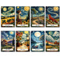 Set of 8 Van Gogh style Tarot card fridge magnets, featuring colorful, artistic tarot designs on glossy surfaces.