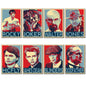 Set of 8 vintage film poster magnet icons from Icons, stylized movie magnets with retro cinema designs.