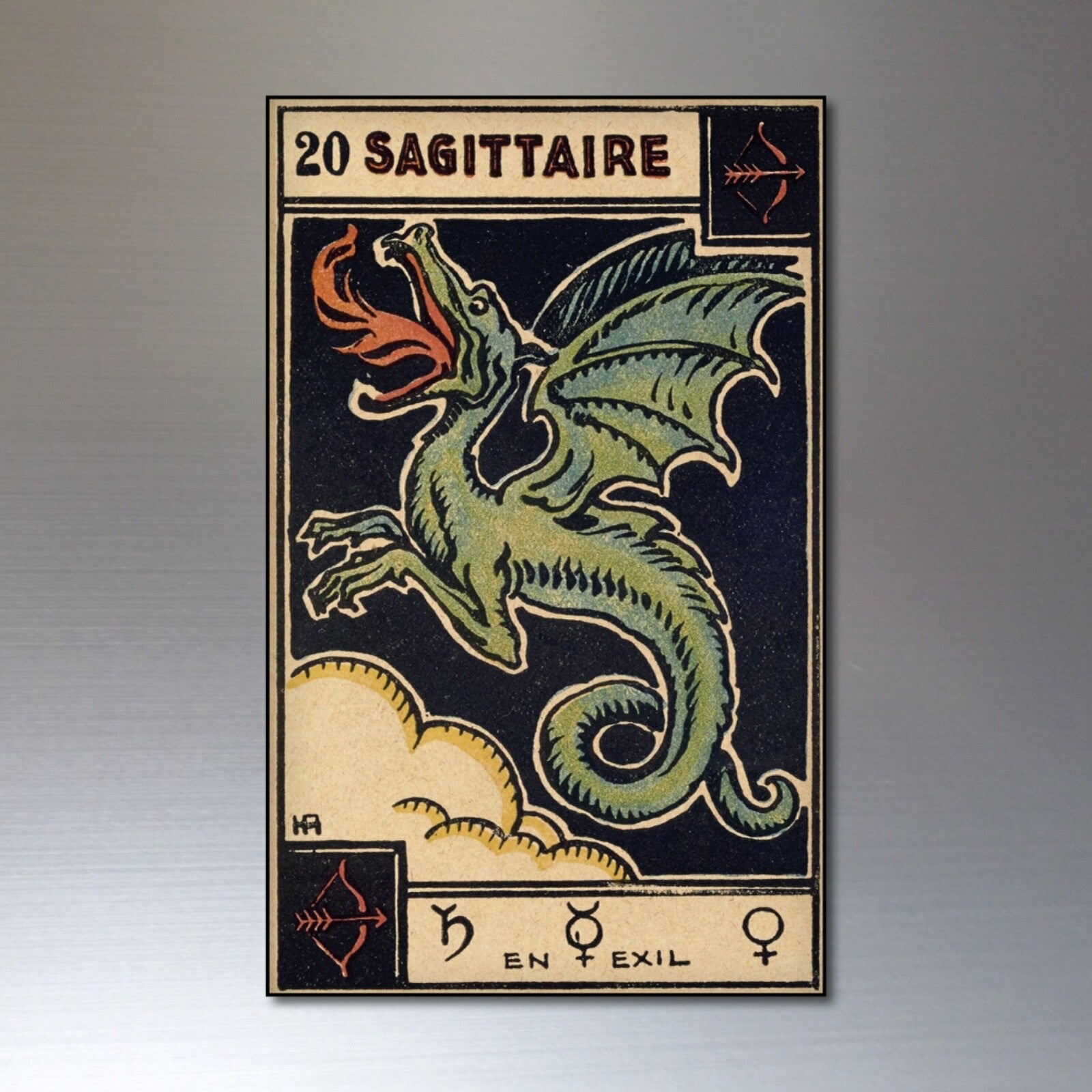 Set of 8 vintage tarot fridge magnets featuring retro tarot card designs, perfect for decorating your kitchen or fridge.