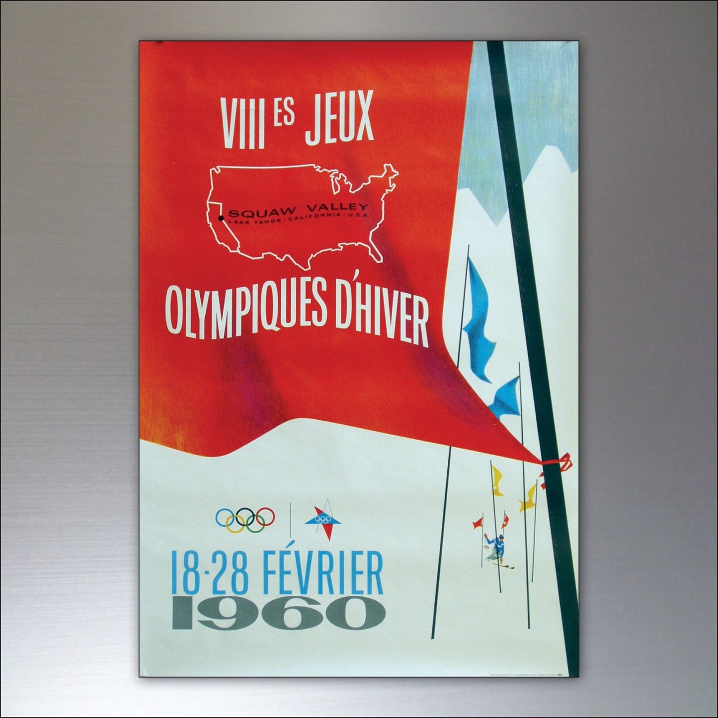Set of 8 vintage fridge magnets featuring Winter Olympics posters, collectible Olympic-themed magnets for refrigerator decor.