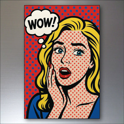 Set of 8 vintage retro pop art fridge magnets featuring colorful, eye-catching designs for decorative kitchen accessories.