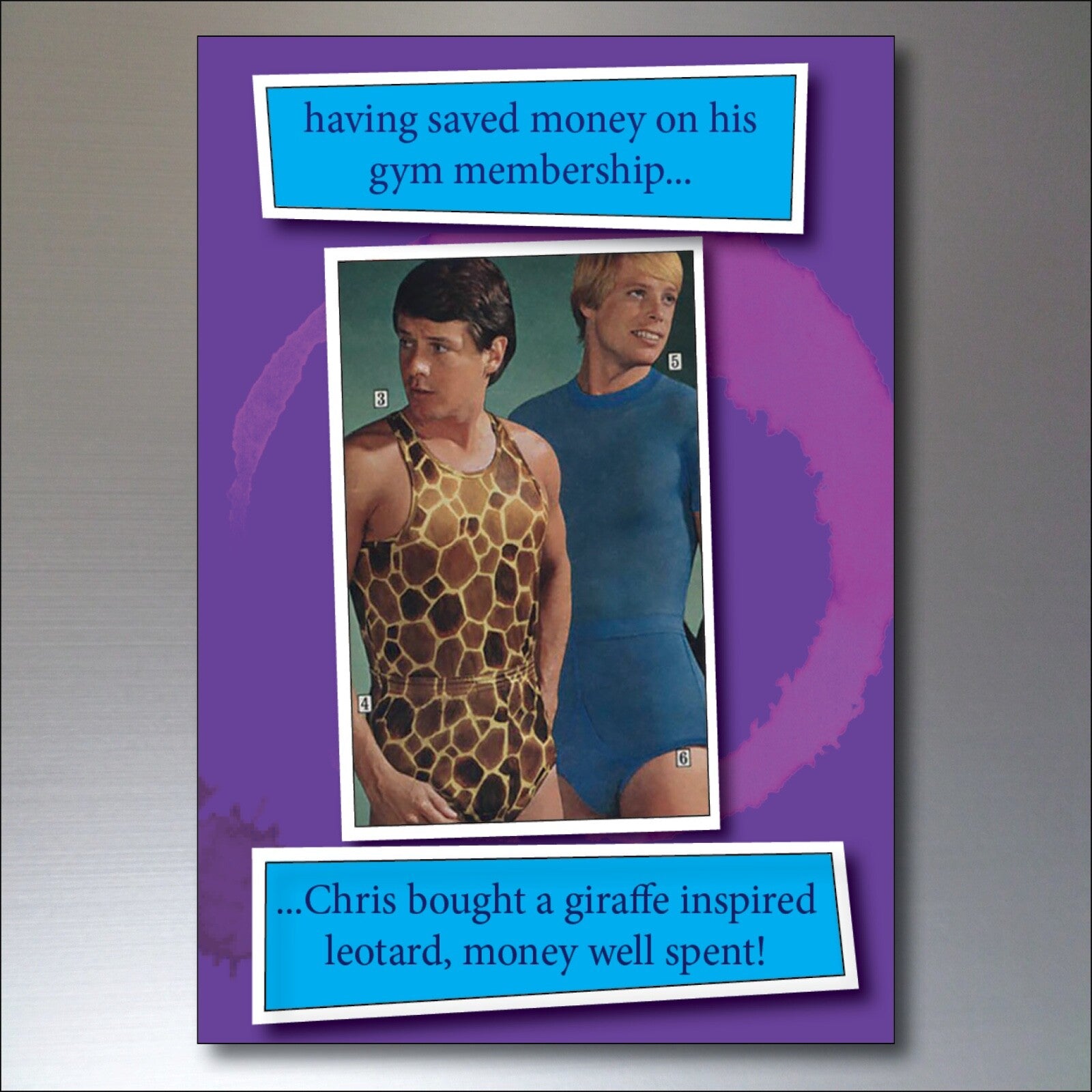 Set of eight funny 1970s knitwear themed fridge magnets, unbranded, featuring colorful retro fashion designs.