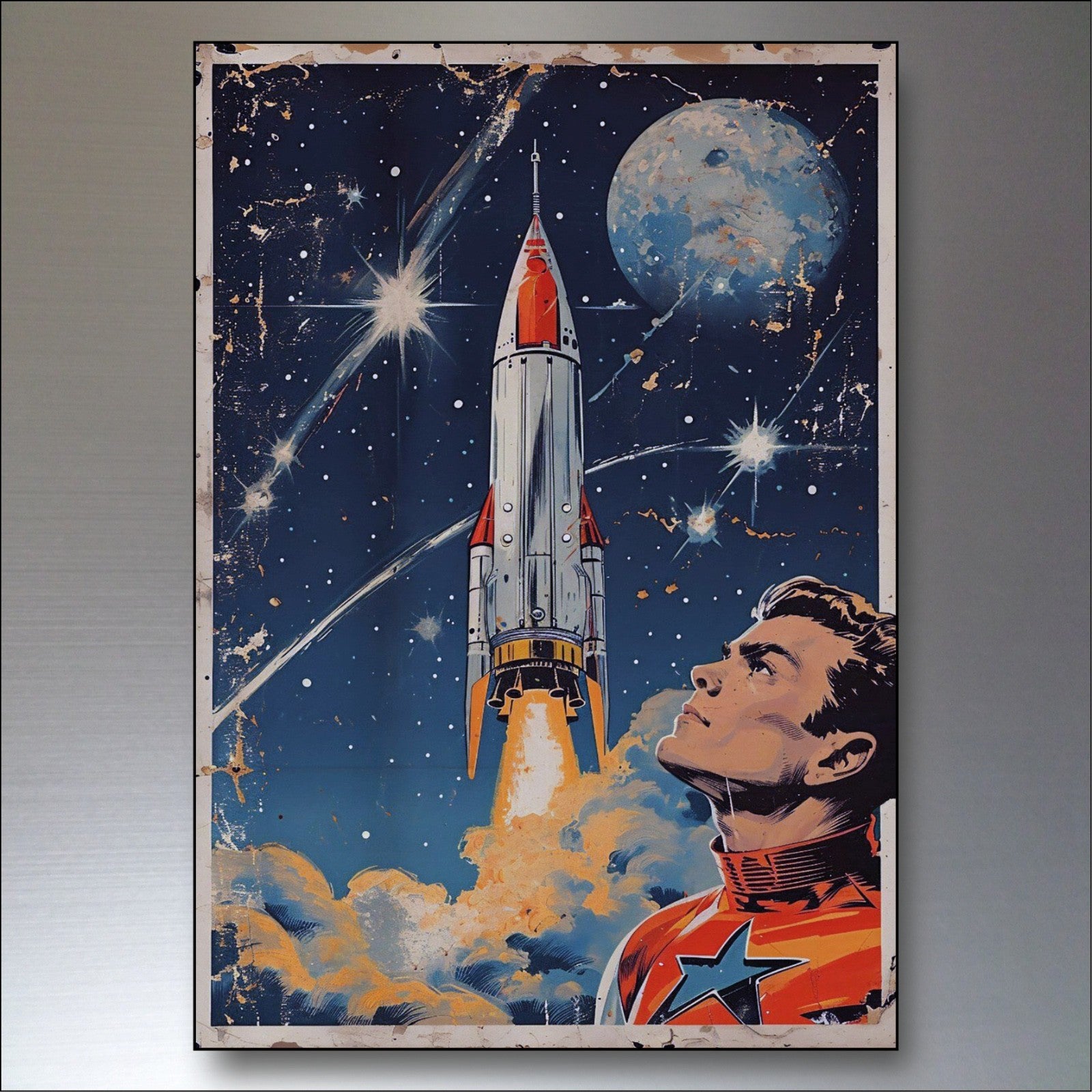 Set of 6 vintage retro sci-fi fridge magnets featuring large science fiction artwork, unbranded, No.9 style.
