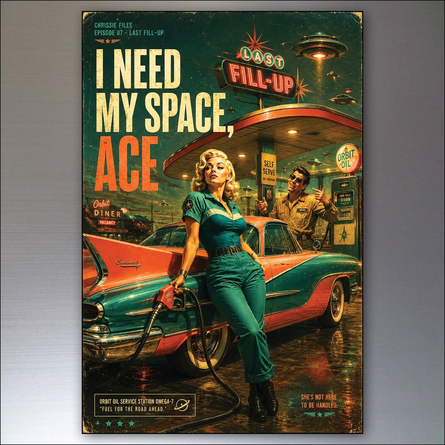 Set of 6 vintage sci-fi novel fridge magnets featuring retro artwork, showcasing colorful space and futuristic designs.