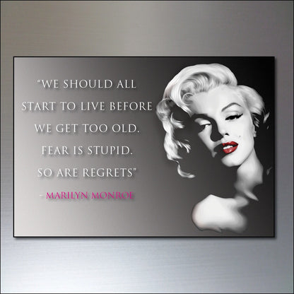 Set of 8 vintage fridge magnets featuring inspirational quotes and celebrity images, unbranded collectible kitchen decor.