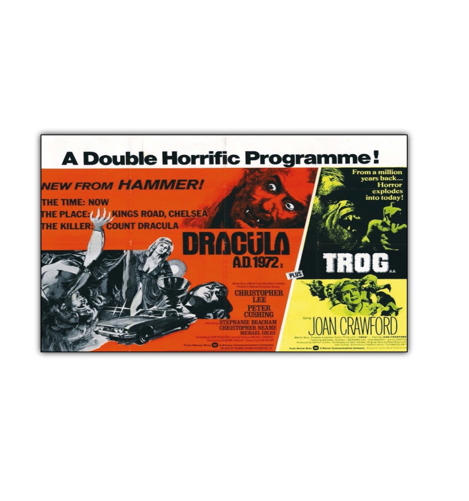 Set of 8 vintage Hammer Horror movie poster fridge magnets featuring classic horror film artwork and designs.