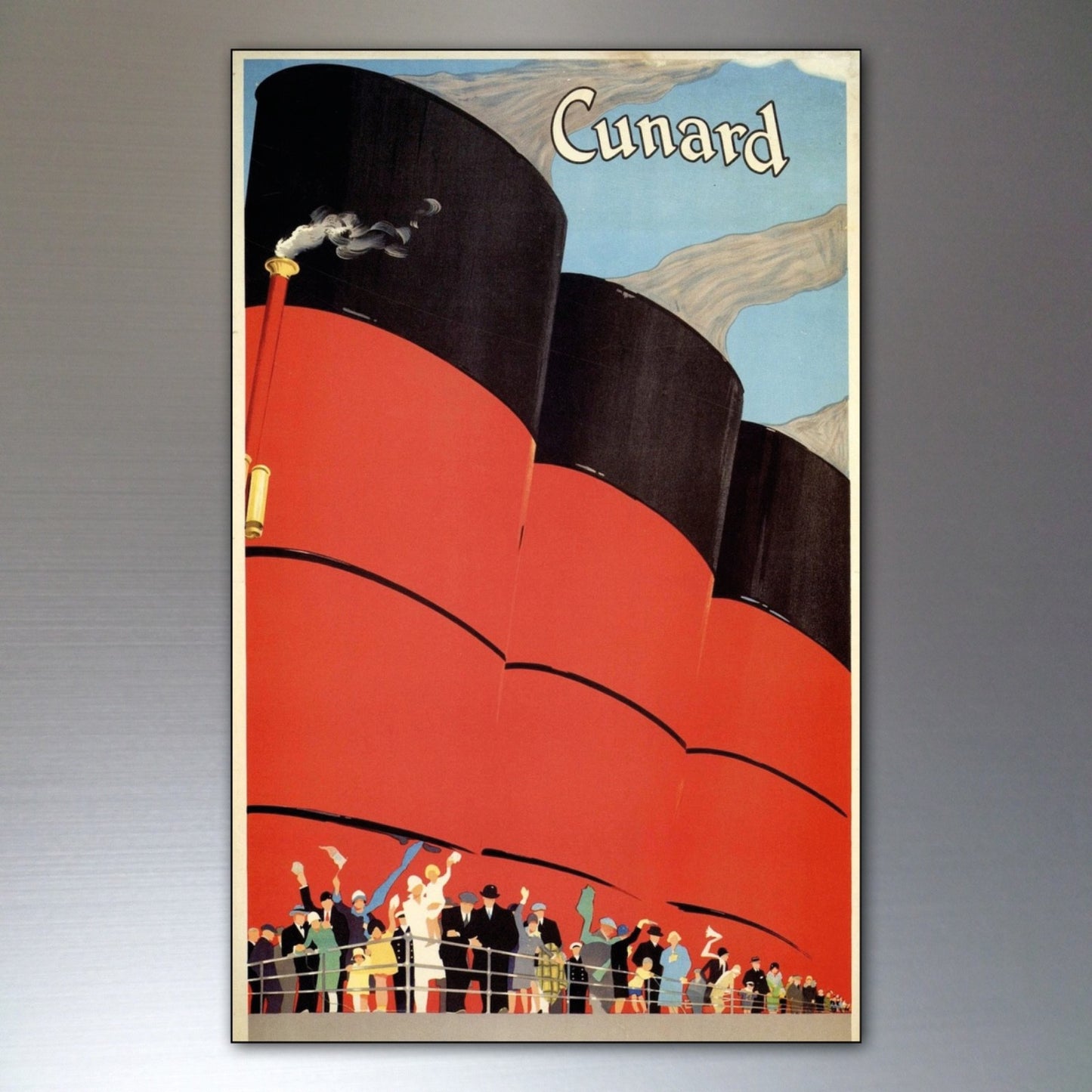 Set of 8 classic Atlantic liner shipping advertising fridge magnets, featuring vintage maritime designs and logos.